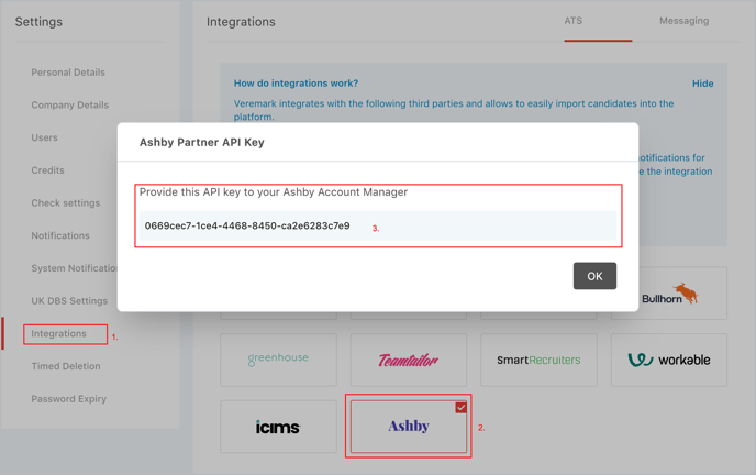 Fig. 1 Generate/retrieve PartnerKey guid and share with Ashby user