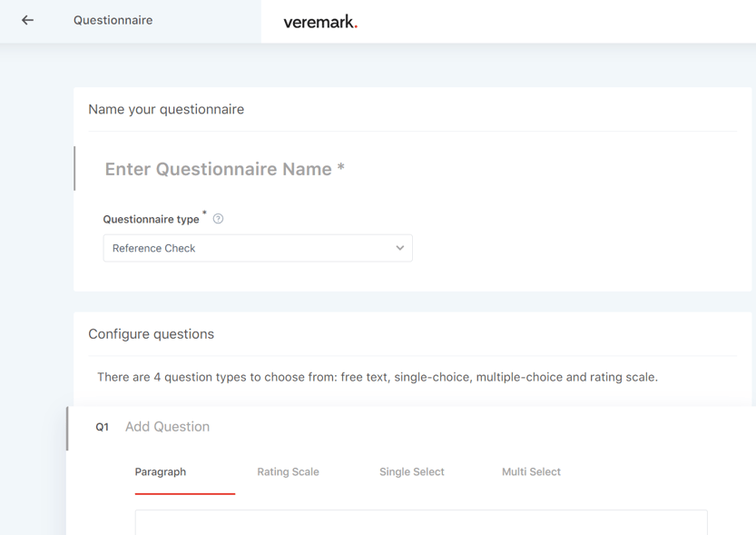 How to Add Multiple questionnaires in one single Reference check