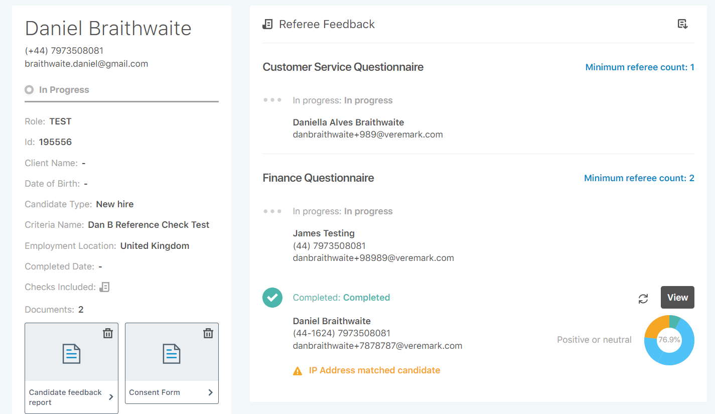 How to Add Multiple questionnaires in one single Reference check